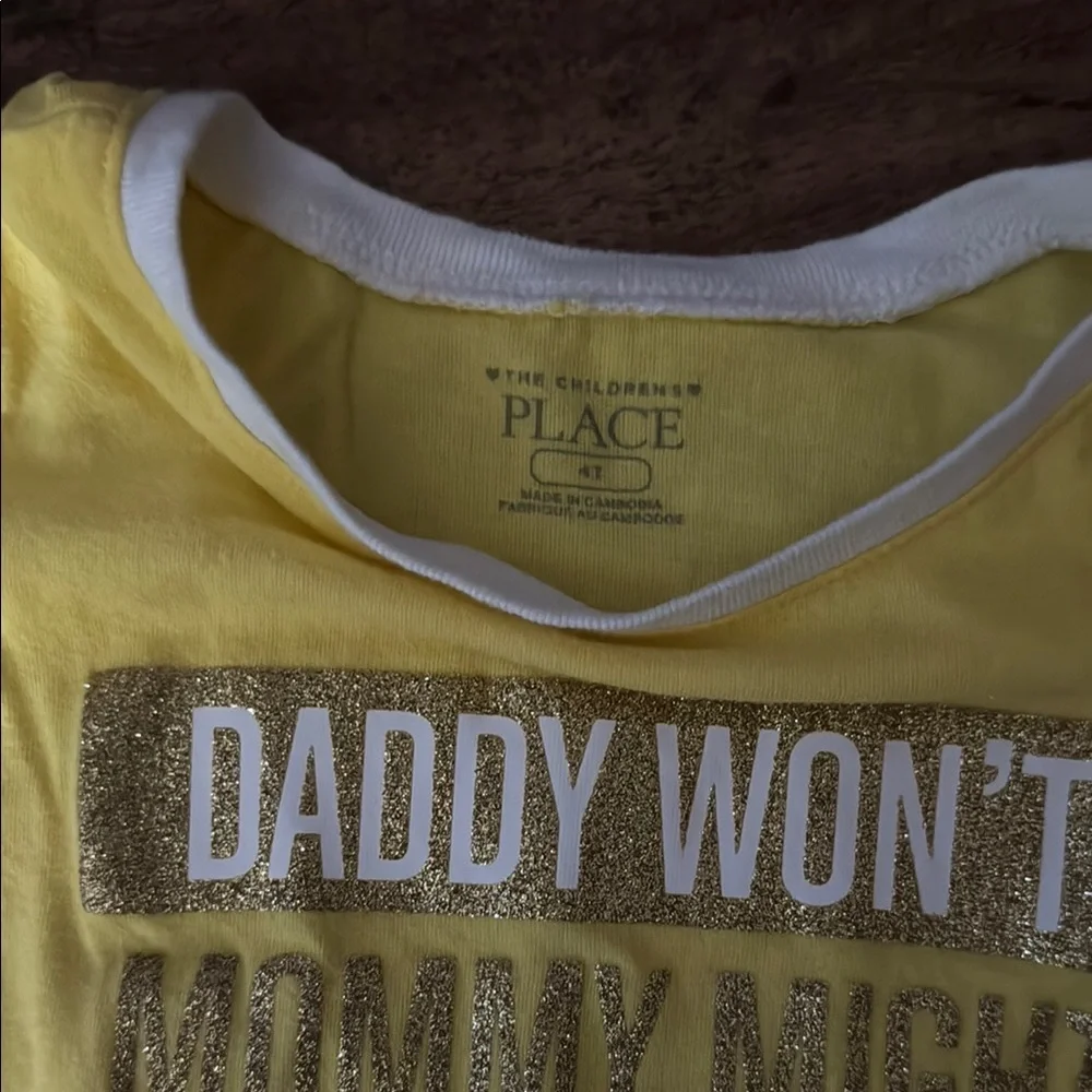 The Children's Place Yellow Short Sleeve Tee with Fun Slogan